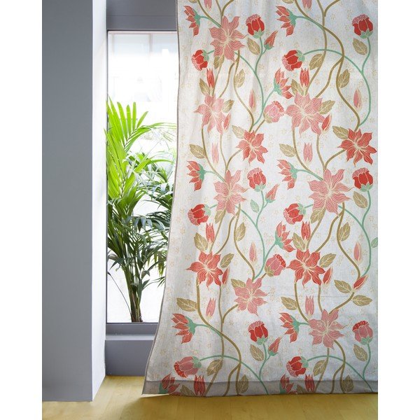 Ružovo-béžový záves s prímesou ľanu Tierra Bella Amazonia, 140 x 270 cm-image-1