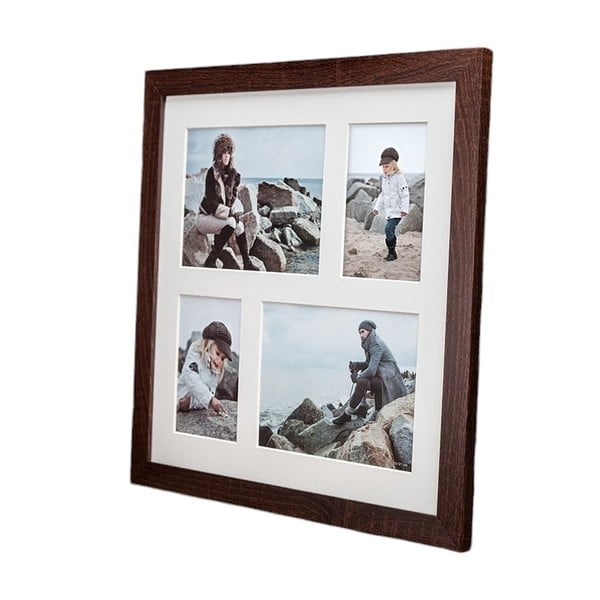 Tmavohnedý rámček na 4 fotografie Styler Narvik, 39 × 39 cm