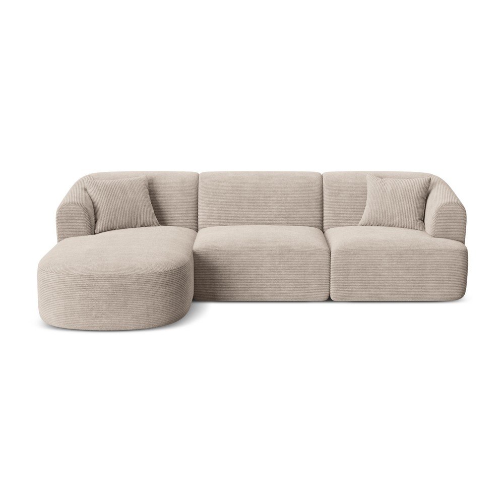 Svetlohnedá menčestrová rohová pohovka (ľavý roh/s leňoškou) Campi – Cosmopolitan Design