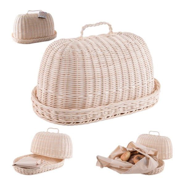 Set chlebníka z ratanu a bavlnenej utierky Orion Oval-image-1