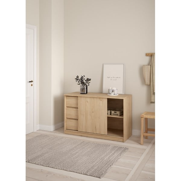 Komoda v dekore duba s posuvnými dverami v prírodnej farbe 119x76x50 cm Naia – Tvilum-image-1