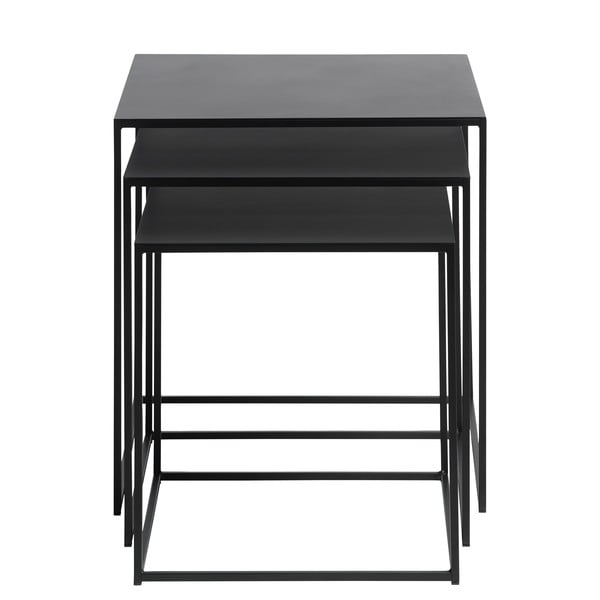 Čierne kovové konferenčné stolíky v súprave 3 ks 50x50 cm Pebble – Unique Furniture-image-3
