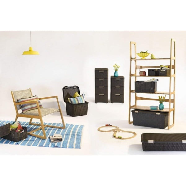 Tmavohnedá plastová vysoká kúpeľňová skrinka 33x79 cm Rattan – Curver-image-1