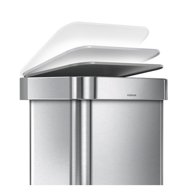 Pedálový oceľový odpadkový kôš v striebornej farbe 45 l – simplehuman-image-3