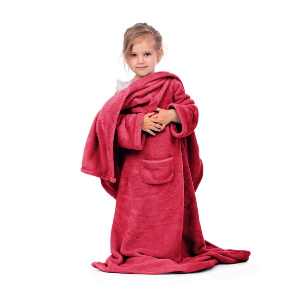 Červená detská televízna deka s rukávmi DecoKing Lazykids-image-2