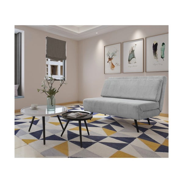 Svetlosivá menčestrová rozkladacia pohovka 140 cm Mallory – Støraa-image-3