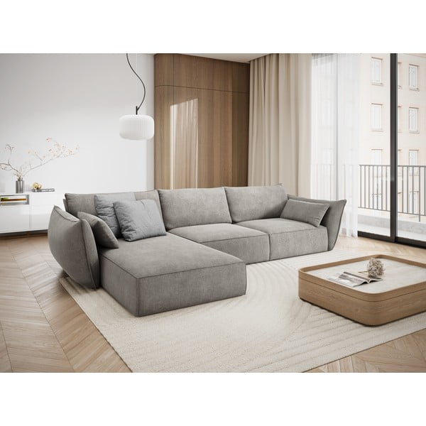 Svetlosivá rohová pohovka (ľavý roh) Vanda - Mazzini Sofas-image-1