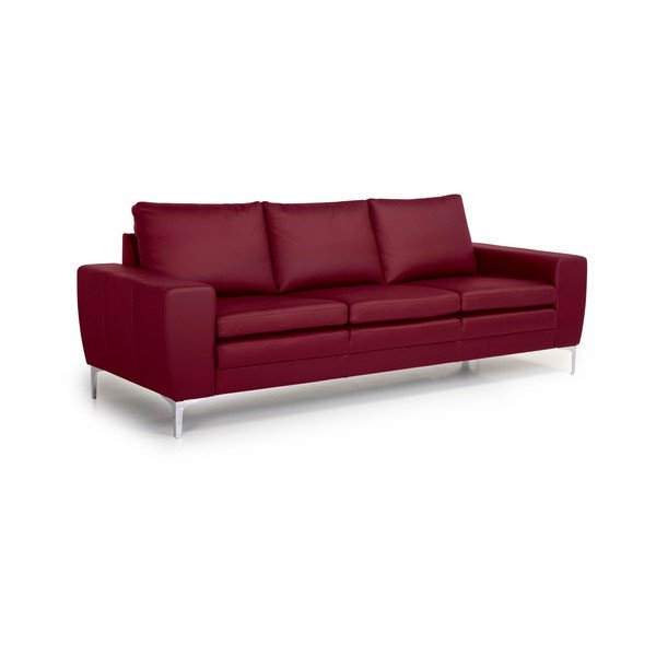 Červená kožená pohovka Scandic Twigo, 227 cm-image-2