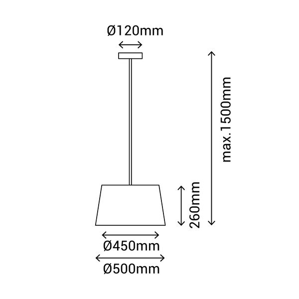 Sivé závesné svietidlo s textilným tienidlom ø 50 cm – SULION-image-3