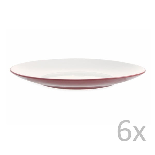 Sada 6 červeno-bielych tanierov Villa d'Este Drive Piatto, Ø 27 cm