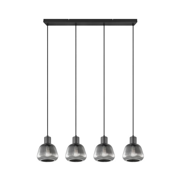 Čierne závesné svietidlo so skleneným tienidlom ø 15 cm Tarifa – Trio