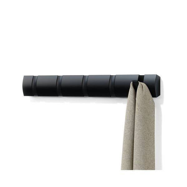 Čierny nástenný vešiak z topoľového dreva Flip - Umbra-image-4