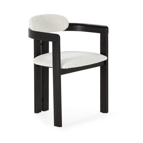 Biele/čierne čalúnené jedálenské kreslá v súprave s podrúčkami 2 ks Eiden – MOME