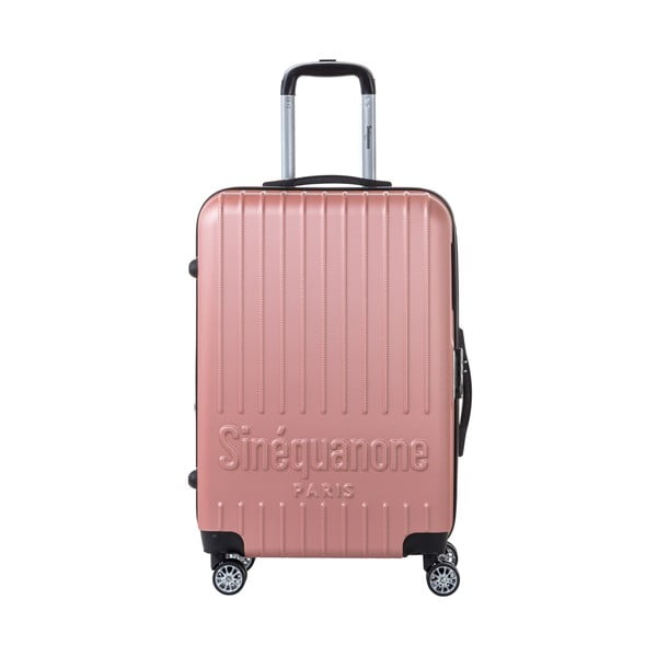 Svetloružový cestovný kufor na kolieskách s kódovým zámkom SINEQUANONE Chandler, 71 l
