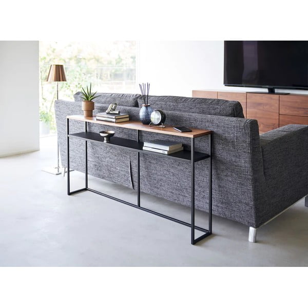 Konzolový stolík v čiernej a tmavo hnedej farbe v dekore jaseňa 20,5x126 cm Tower – YAMAZAKI-image-1