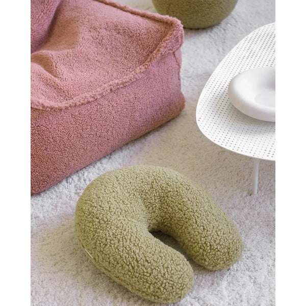 Zelený detský pohovkový vankúš z textílie buklé U – Wigiwama-image-3