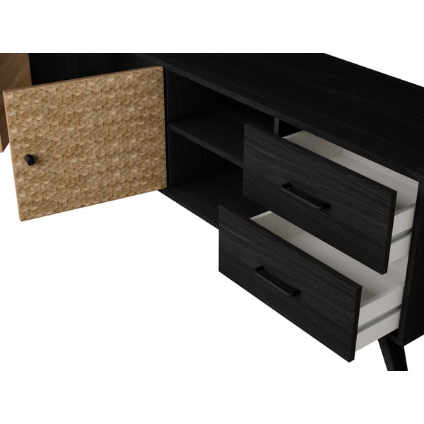 Čierny TV stolík v dekore exotického dreva 181x53 cm Hanoi - Marckeric-image-1