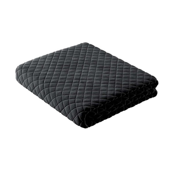 Čierna prešívaná posteľná prikrývka na dvojlôžko 170x210 cm Posh Velvet - Yellow Tipi