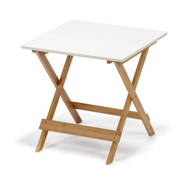 Biely skladací stôl s bambusovými nohami Bonami Essentials Lora