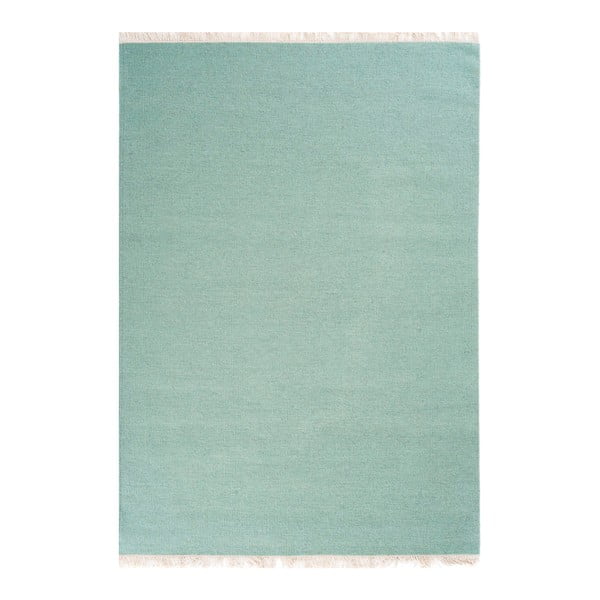 Tyrkysový ručne tkaný vlnený koberec Linie Design Solid, 160 × 230 cm