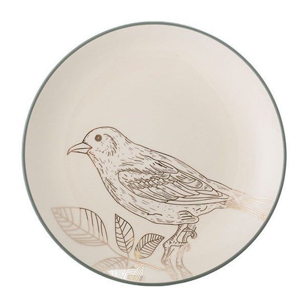 Biely keramický plytký tanier Bloomingville Rio, ⌀ 22 cm