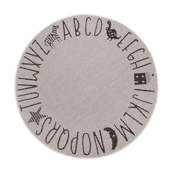 Krémovobiely detský koberec Ragami Letters, ø 120 cm