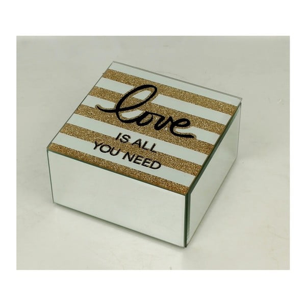 Úložná škatuľka na šperky zo skla a kovu Duo Gift Love, 12 × 12 cm