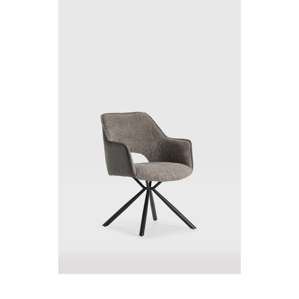 Sivé čalúnené jedálenské kreslá v súprave s podrúčkami 2 ks Mariel – Marckeric-image-2