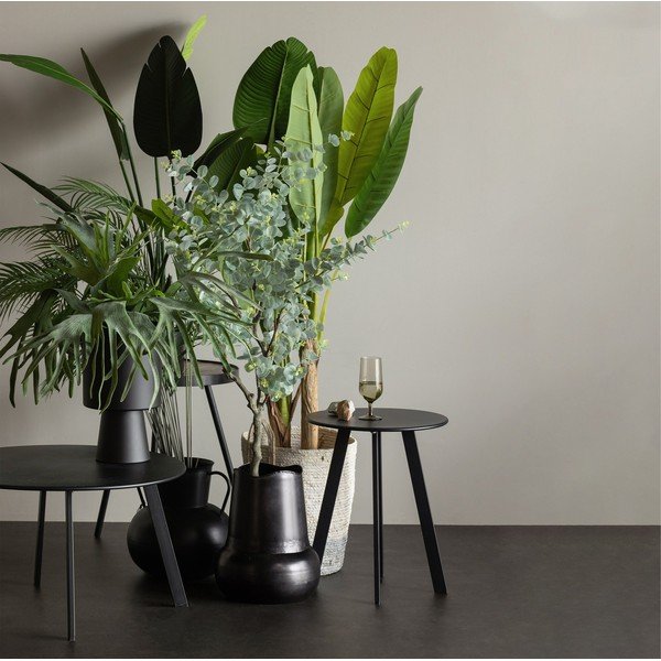 Čierny záhradný odkladací stolík WOOOD Fer, ø 70 cm-image-1