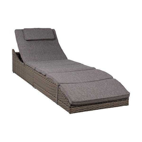 Sivé skladacie záhradné ležadlo z umelého ratanu Split – House Nordic