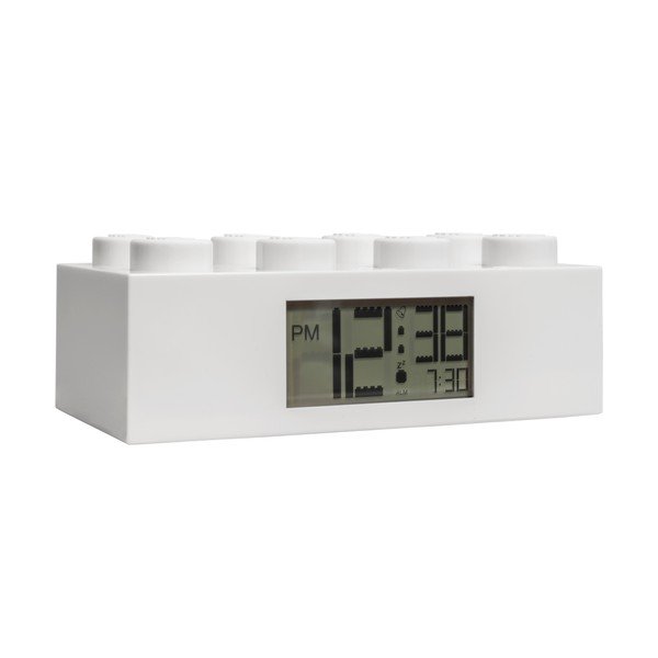 Biele digitálne hodiny s budíkom LEGO® Brick-image-3