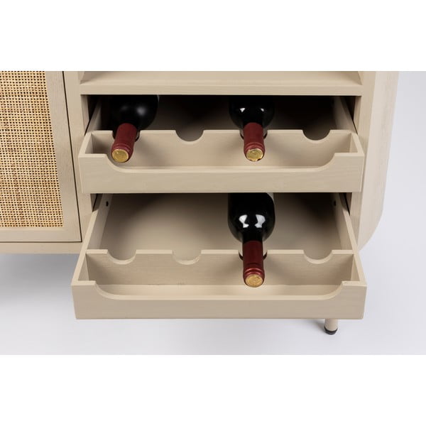 Krémová ratanová vinotéka pre 8 fliaš, 90x100 cm Amaya – White Label-image-1