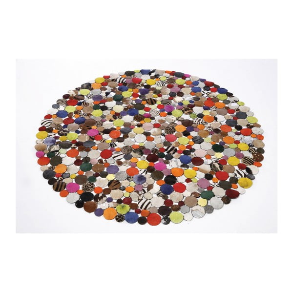 Farebný koberec z hovädzej kože a bavlny Kare Design Cosmo, Ø 150 cm