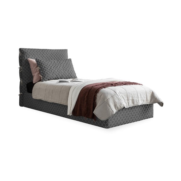 Sivá čalúnená jednolôžková posteľ s úložným priestorom s roštom 90x200 cm Sleepy Luna – Miuform
