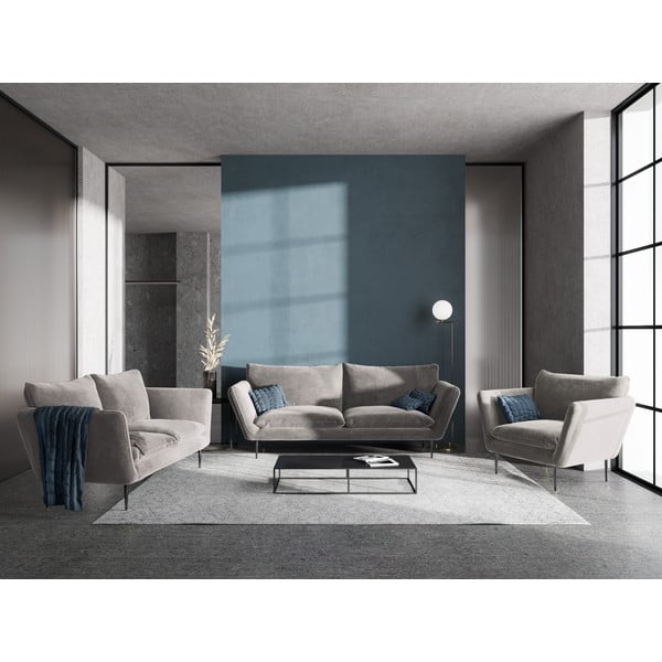 Béžové zamatové kreslo Mazzini Sofas Acacia-image-1