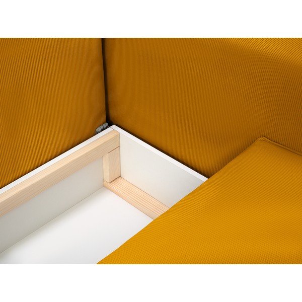 Žltá menčestrová rozkladacia pohovka Mazzini Sofas Azalea-image-1