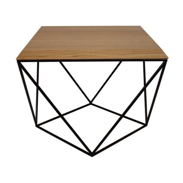 Čierny konferenčný stolík s doskou z dubového dreva Take Me HOME Tulip, 53 × 53 cm