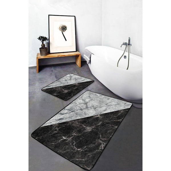 Čiernobiele kúpeľňové predložky v súprave 2 ks 60x100 cm - Mila Home-image-2