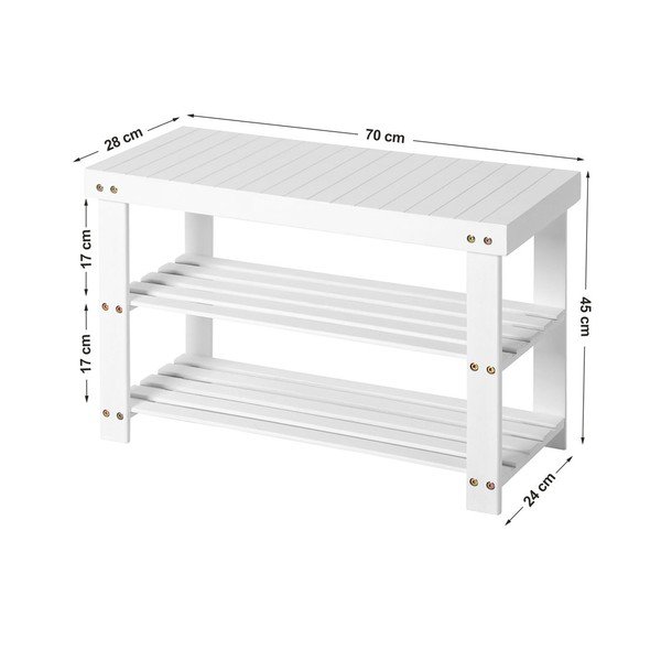Biely bambusový regál na 6 párov topánok Songmics, šírka 70 cm-image-3