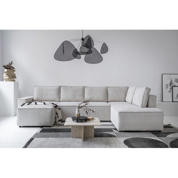 Biela menčestrová rozkladacia rohová pohovka (pravý roh/do tvaru "U") Brave Dave – Miuform-image-4