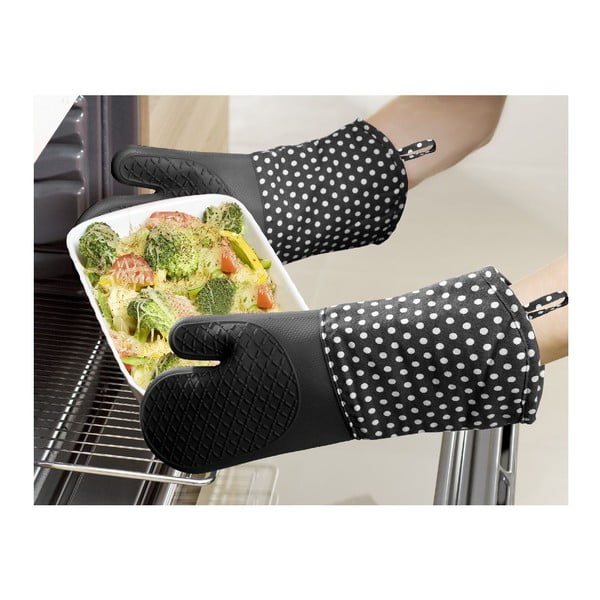 Sada 2 čiernych silikónových chňapiek Wenko Oven-image-1