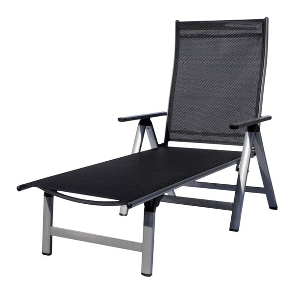 Čierno-sivé kovové skladacie záhradné ležadlo London – Sun Garden-image-2