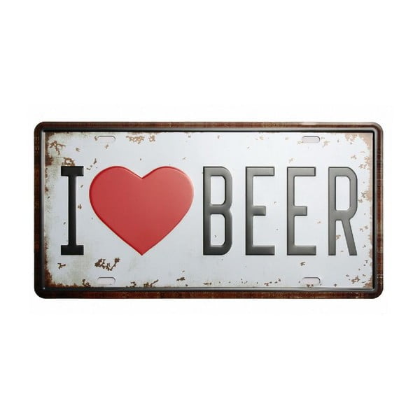 Ceduľa I Love Beer, 15x30 cm