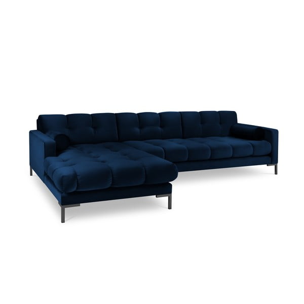 Tmavomodrá zamatová rohová pohovka Cosmopolitan Design Bali, ľavý roh-image-2