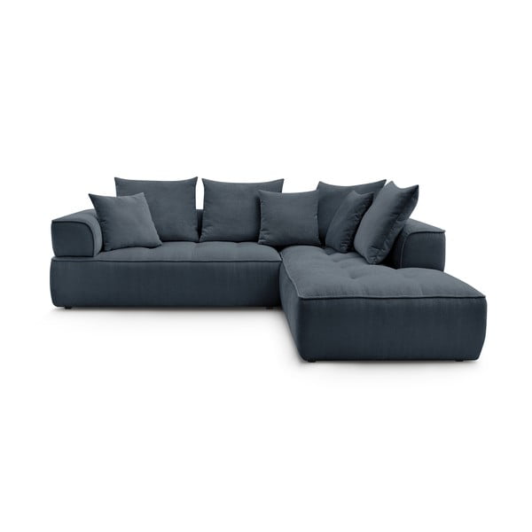 Tmavomodrá ženilková rohová pohovka (pravý roh/do L) Whesley – Bobochic Paris