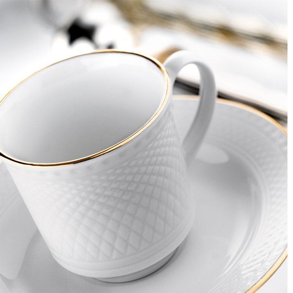 Sada 6 porcelánových hrnčekov s tanierikom Kutahya Gold Line, 80 ml-image-1