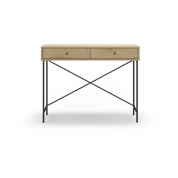 Konzolový stolík s doskou v dubovom dekore v prírodnej farbe 35x110 cm Titan – Marckeric-image-4