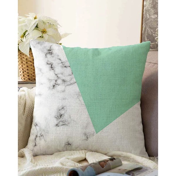 Zeleno-sivá obliečka na vankúš s prímesou bavlny Minimalist Cushion Covers Marble, 55 x 55 cm