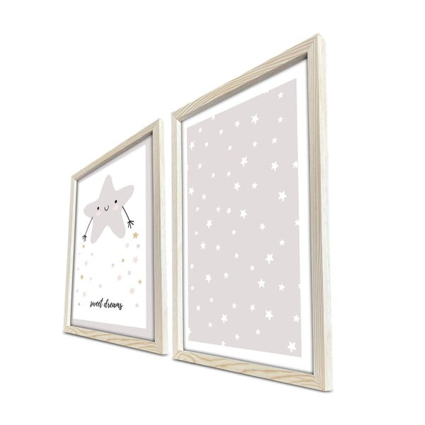 Detské obrázky v súprave 2 ks 38x53 cm Sweet Dreams – Wallity-image-2