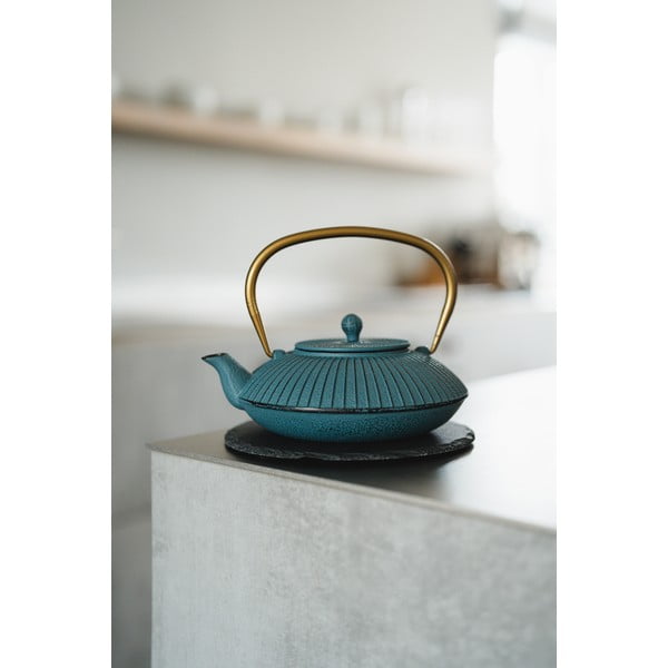 Modrá liatinová kanvica na čaj 1,1 l Linhai – Bredemeijer-image-1